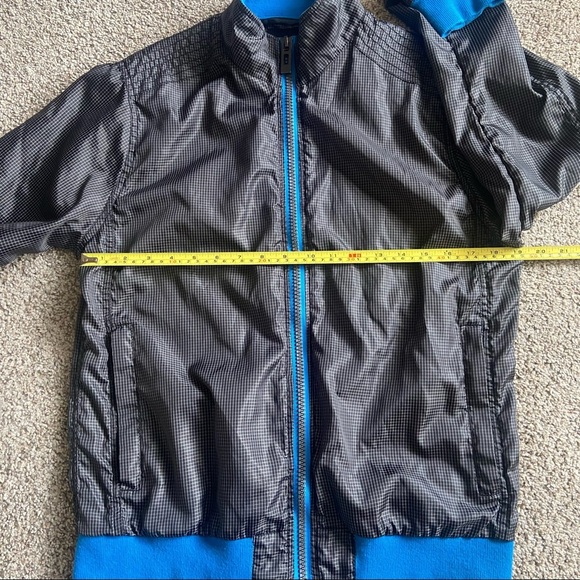 Forever 21 Men Black Blue Grid Windbreaker Jacket Size Medium - Picture 5 of 11